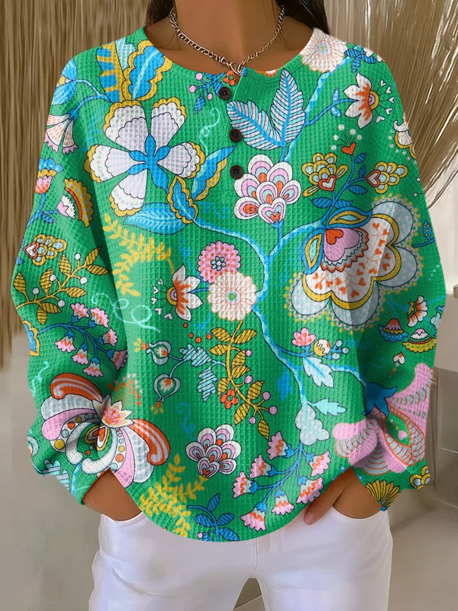 Rosa | Sweater with Colorful Ethnic Floral Print