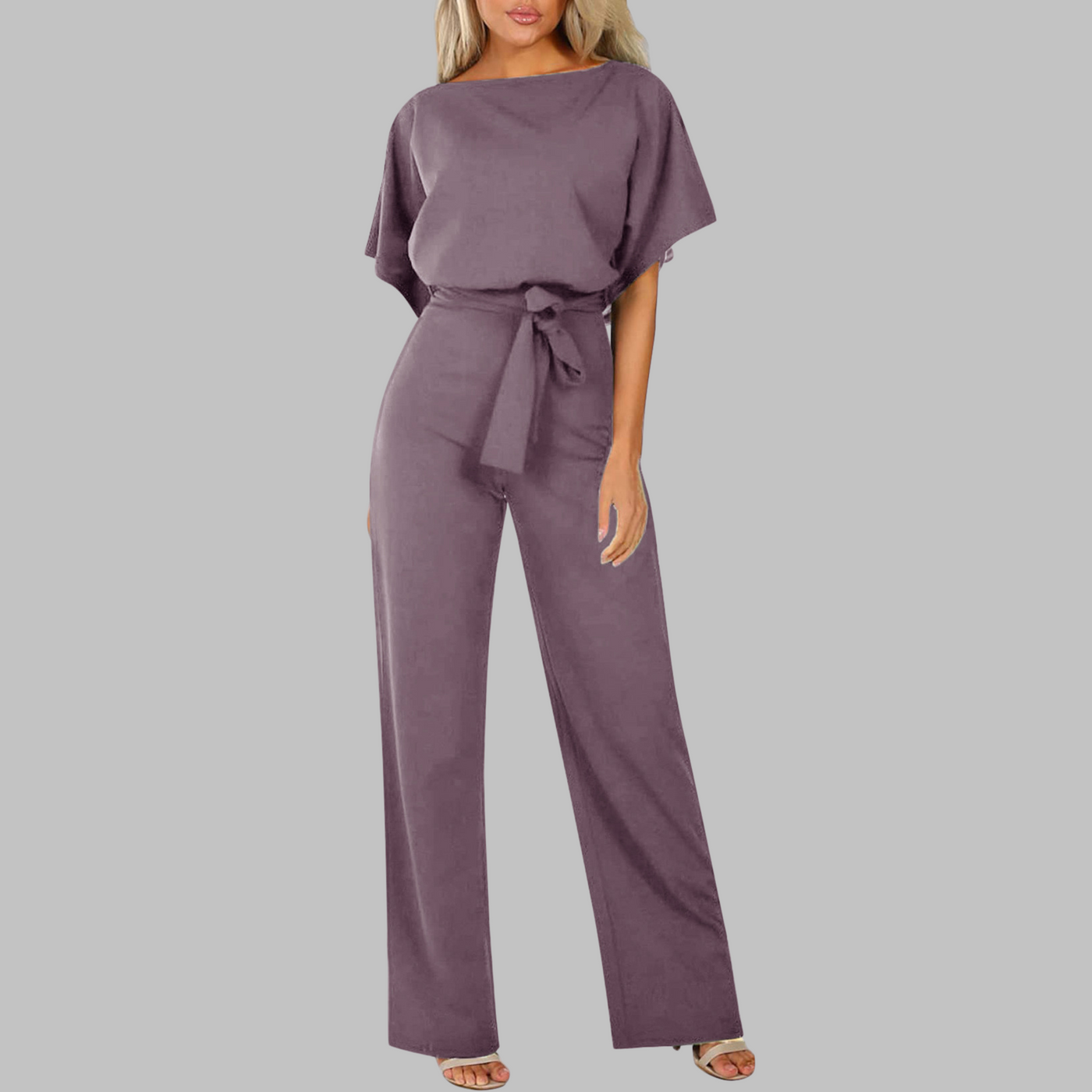 WANNON™ - Casual Tie Front Batwing Sleeve Jumpsuit