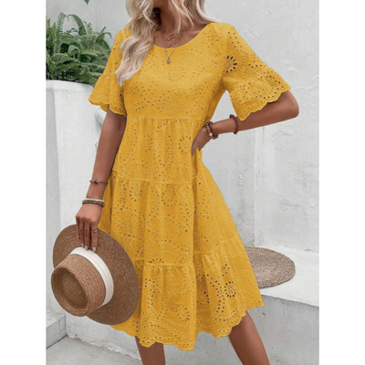 RAEMI™ – Elegant Round Neck Boho Summer Dress