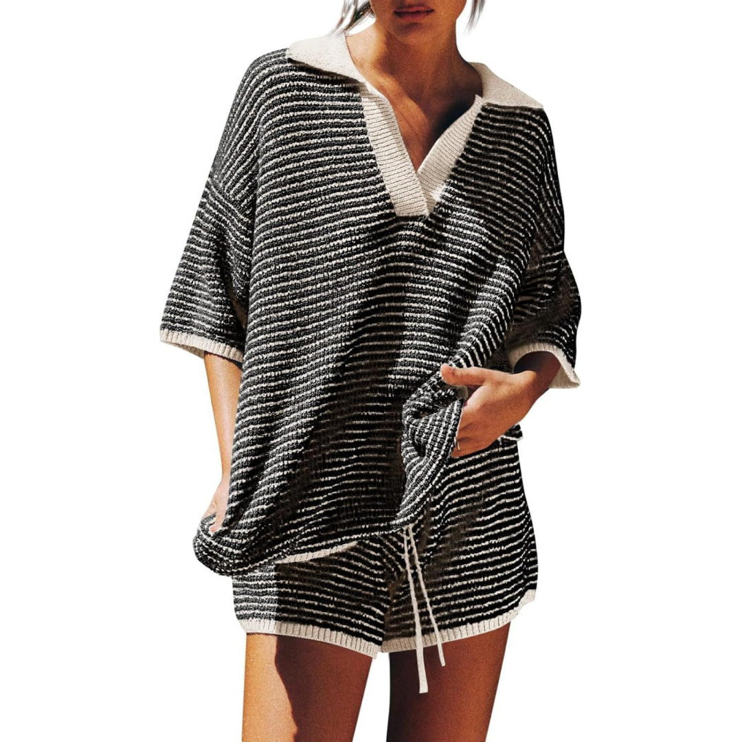 CONNY™ – Casual Striped Knit Summer Two-Piece Set