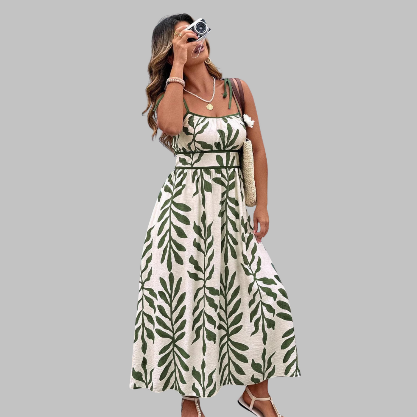 RAHIRA™ - Casual Sleeveless Summer Leaf Print Maxi Dress