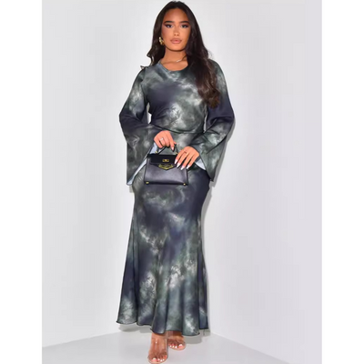 ARIANA™ – Elegant Satin Fitted with Tie Back Maxi Dress