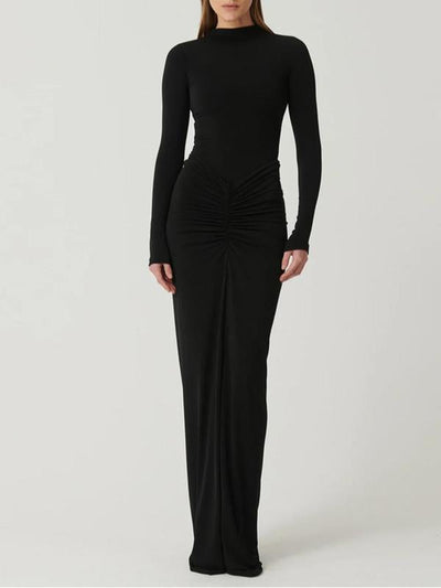 BETTY™ - Classy Ruched Long Sleeve Mock Bodycon Maxi Dress