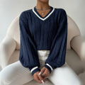 SOVU™ - Chic Long Sleeve V-Neck Sweater