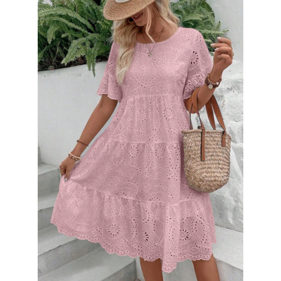 RAEMI™ – Elegant Round Neck Boho Summer Dress