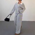 SALI™ - Casual Striped V-Neck Long Sleeve and Pants Set