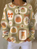 Aileen | Autumn Sweater with Bows and Pumpkin