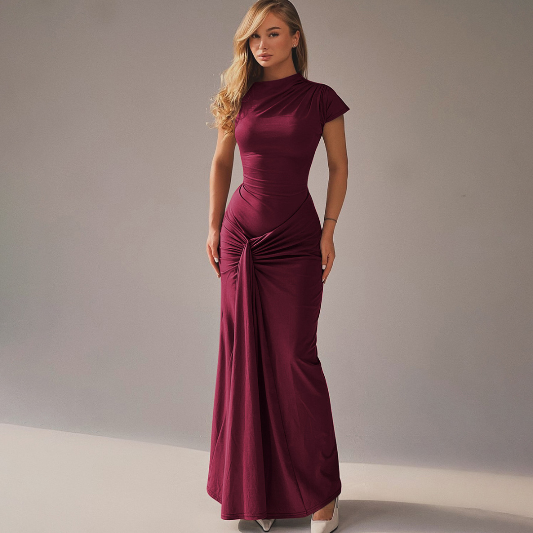 JARA™ - Elegant Ruched Bodycon Wrap Maxi Dress