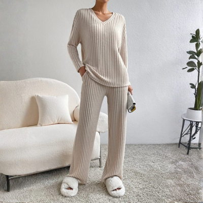 ENLINS™ - Casual Long Sleeve V-Neck Top and Pants Set