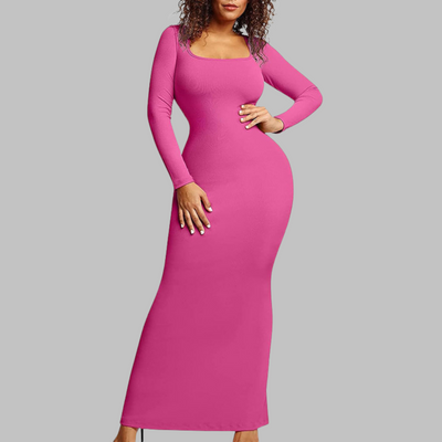 PITO™ - Casual Long Sleeve Built-In Shapewear Midi Dress