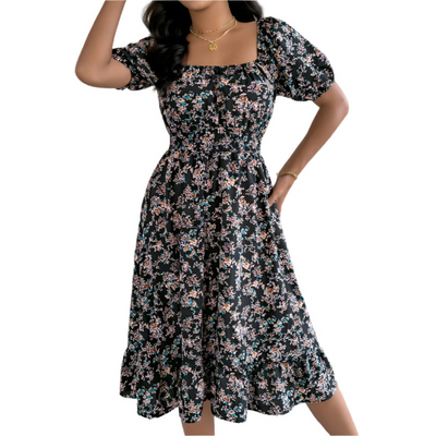 HIRAYA™ – Classic Square Neck Ruffled Summer Sundress