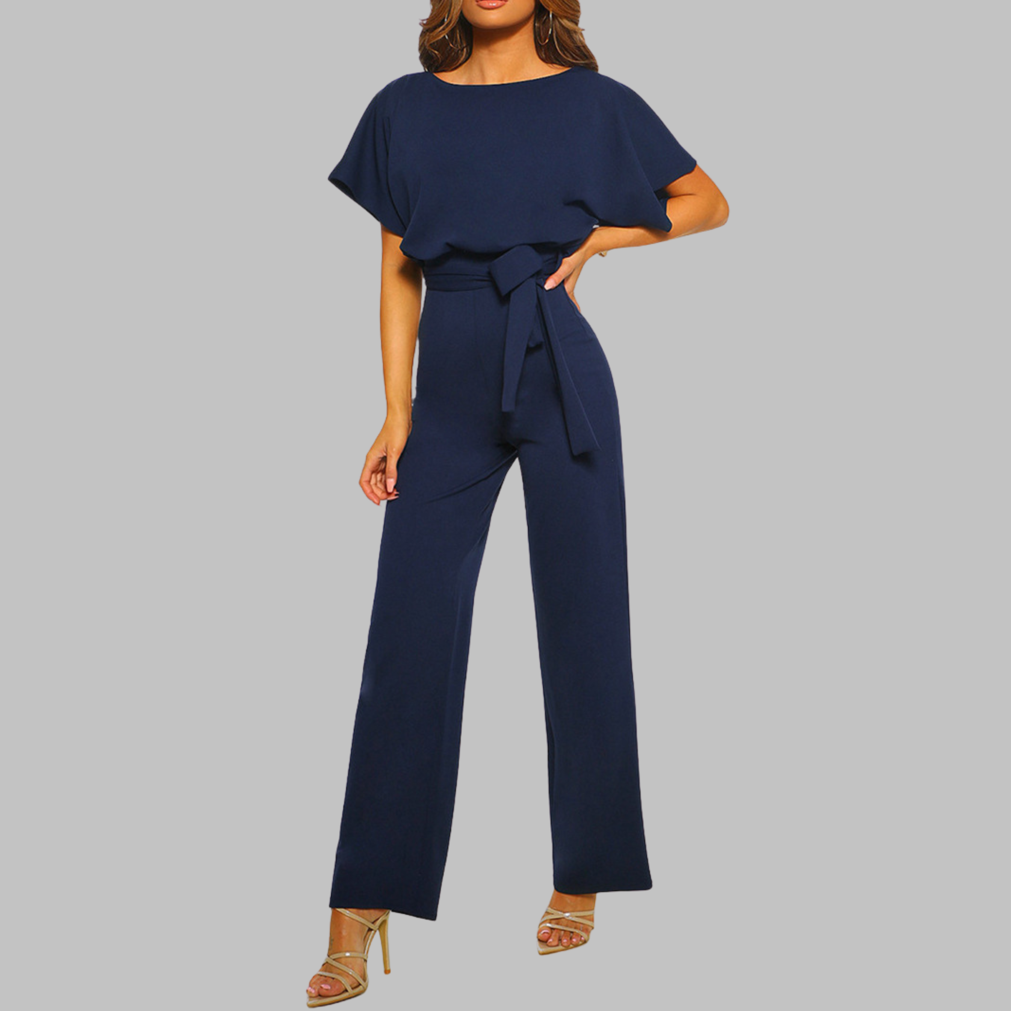 SITA™ - Casual Tie Front Batwing Sleeve Jumpsuit