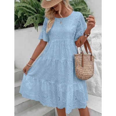 RAEMI™ – Elegant Round Neck Boho Summer Dress