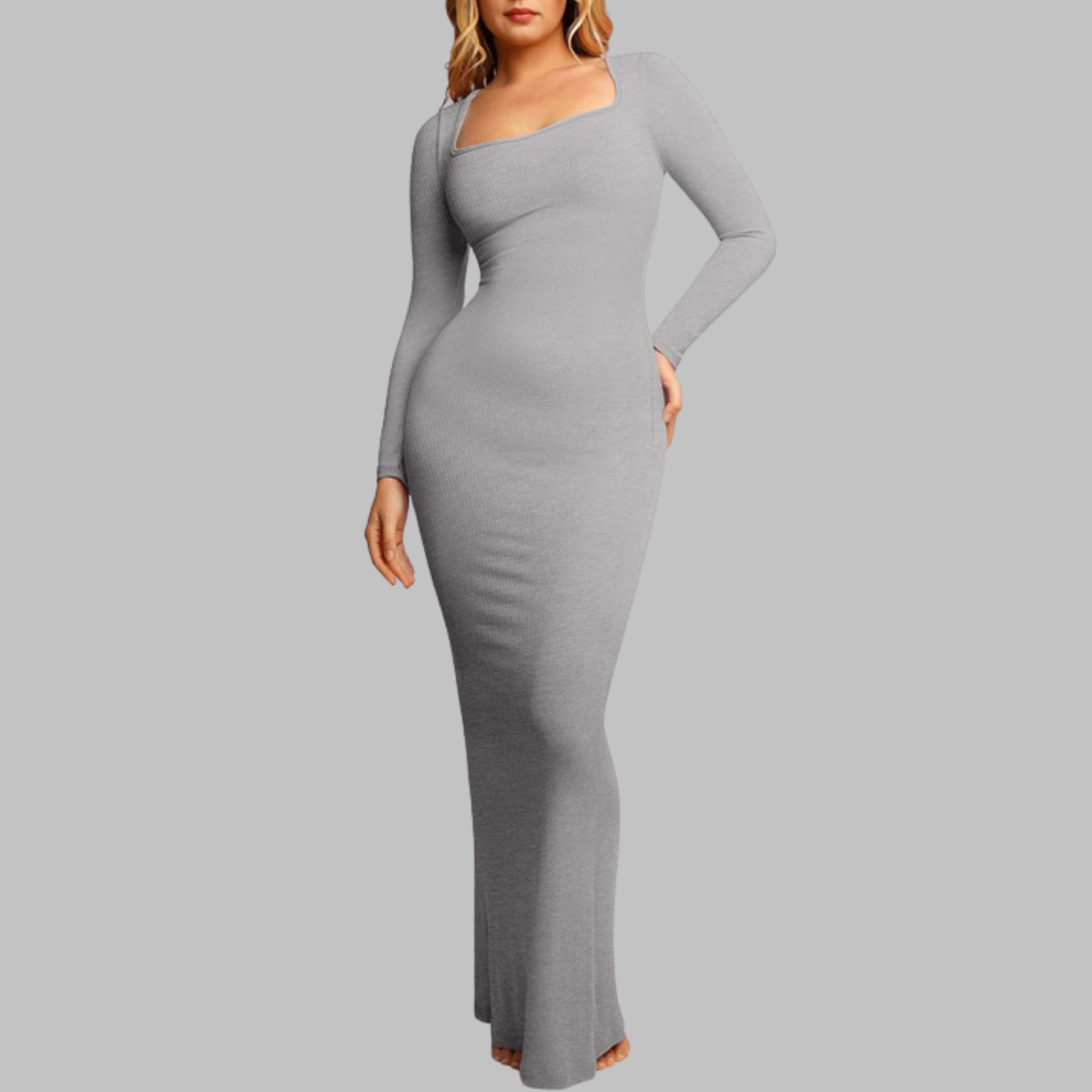PITO™ - Casual Long Sleeve Built-In Shapewear Midi Dress