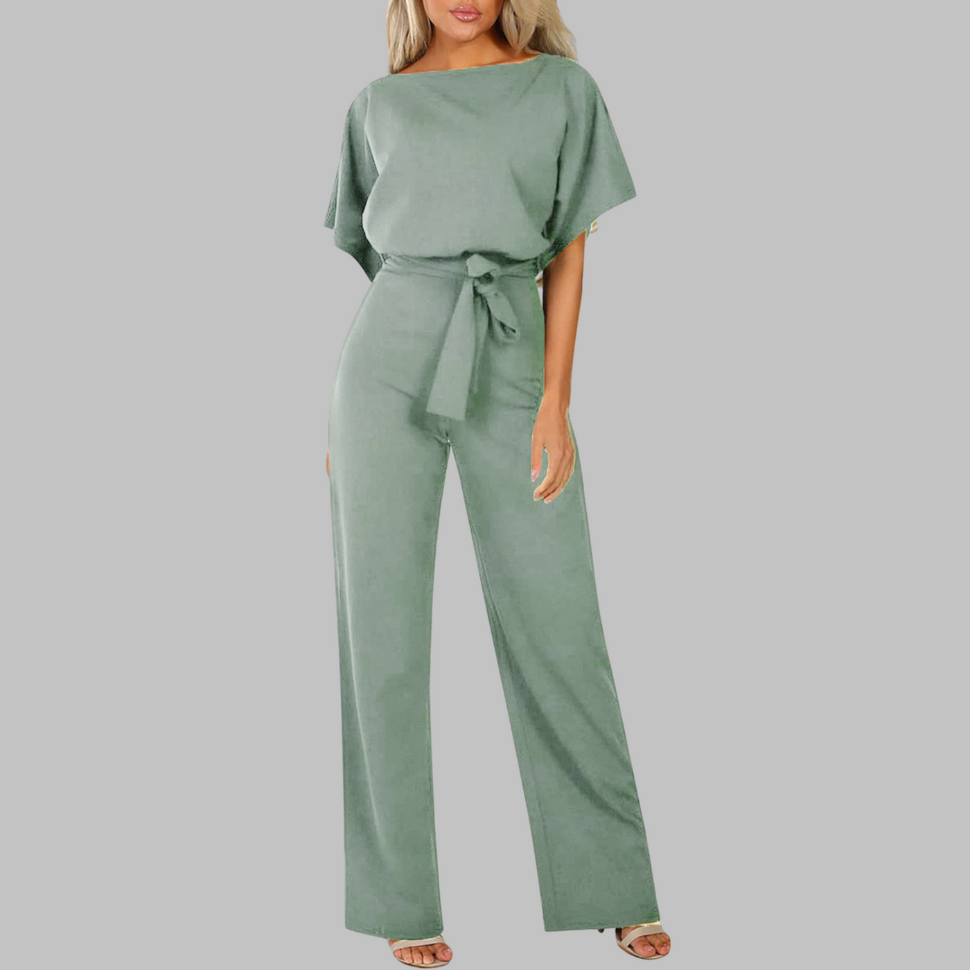 WANNON™ - Casual Tie Front Batwing Sleeve Jumpsuit