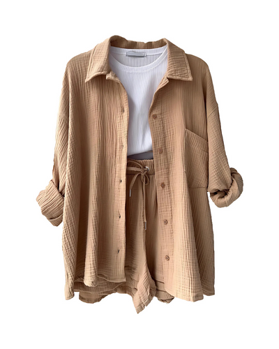 VERA™ – Modern Button-Up Shorts Set