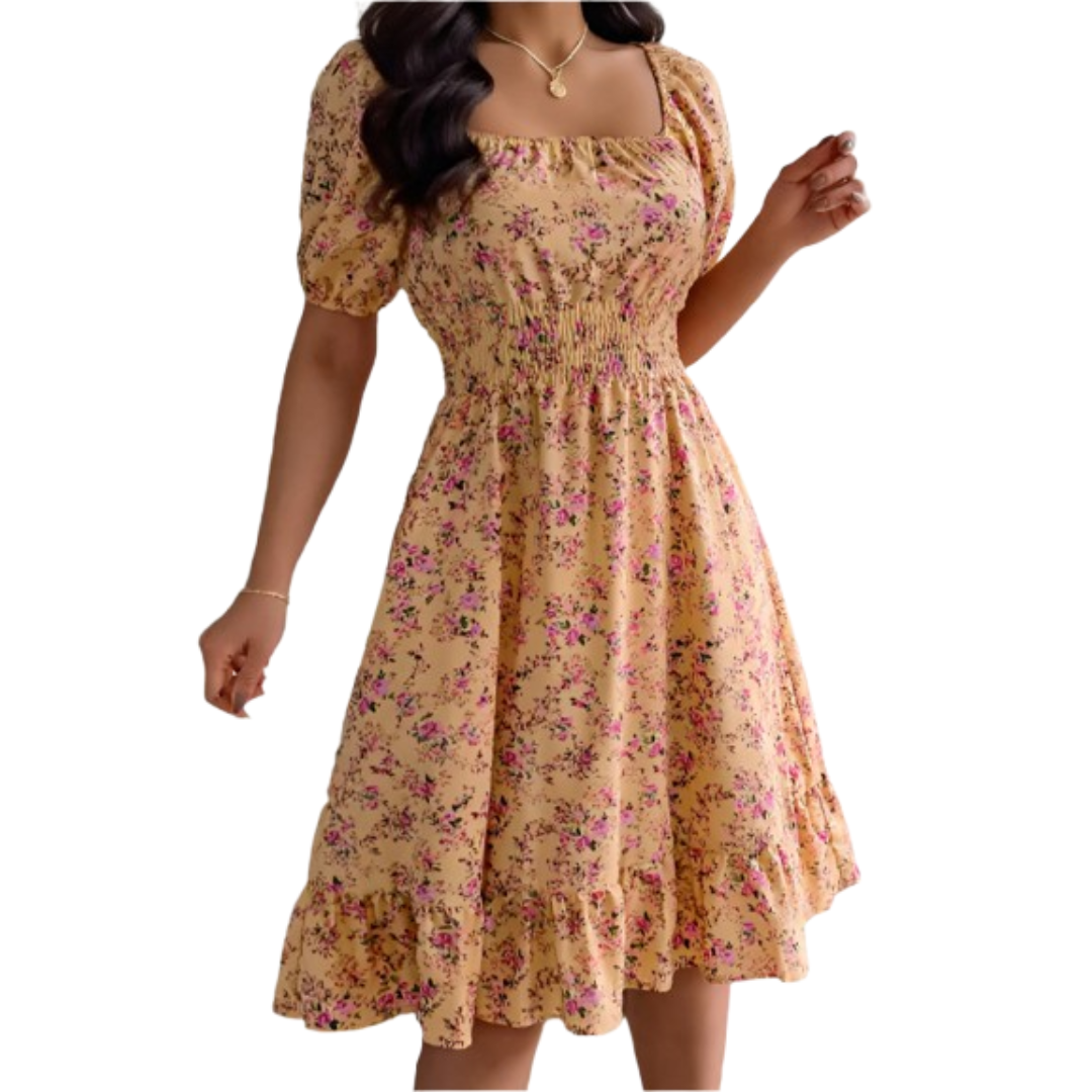 HIRAYA™ – Classic Square Neck Ruffled Summer Sundress