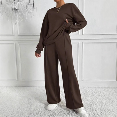 AMBRA™ - Casual Long Sleeve Sweatshirt and High Waist Pants Set