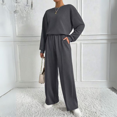 TINIDOR™ - Casual Long Sleeve Sweatshirt and High Waist Pants Set
