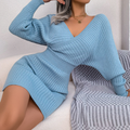 CLARA™ - Chic Wrapped V-Neck Long Sleeve Bodycon Mini Dress