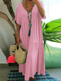 LINNEA™ – Soft Ruffle V-Neck Maxi Dress