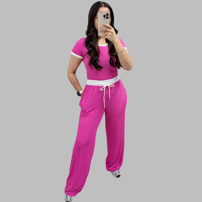 PLATU™ - Casual Short Sleeve and Wide Leg Pants Set