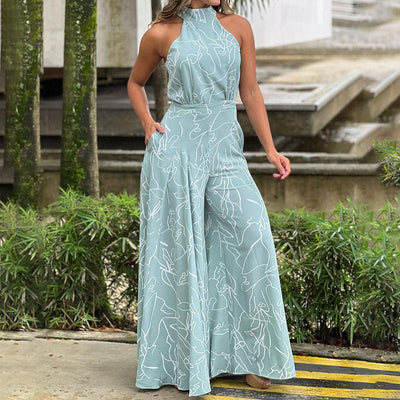 QIANA™ - Elegant Wide Leg Neck Tie Sleeveless Summer Jumpsuit