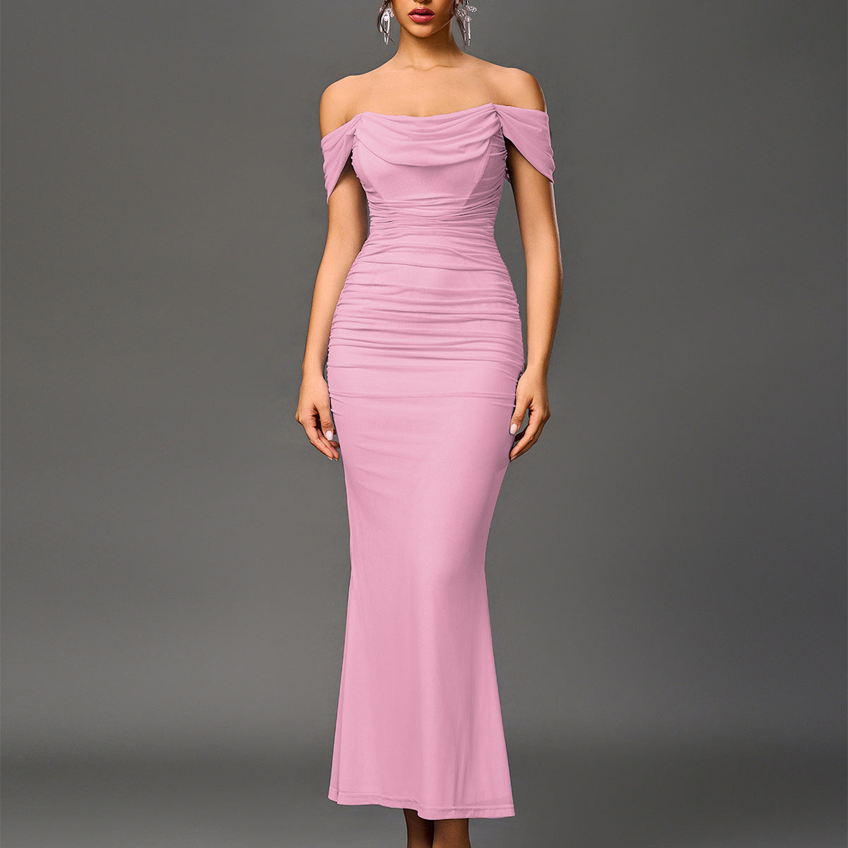 VALENTINI™ – Chic Off-Shoulder Ruched Mermaid Evening Dress