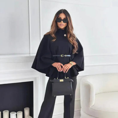 HATTIE™ - Cozy High Neck Buttoned Cape