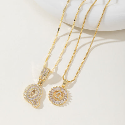 AISHA™ - Elegant 2-Pack Initial Letter Pendant Necklaces