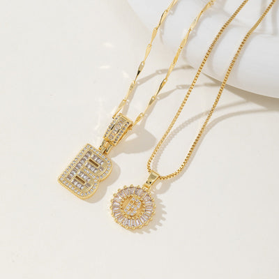 AISHA™ - Elegant 2-Pack Initial Letter Pendant Necklaces