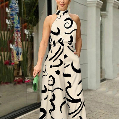 QIANA™ - Elegant Wide Leg Neck Tie Sleeveless Summer Jumpsuit