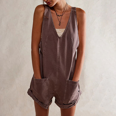 IVYLI™ -  Casual Fitted Sleeveless Denim Romper