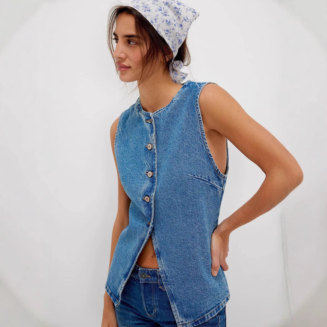 QERIDAD™ - Comfy Button Down Sleeveless Vest