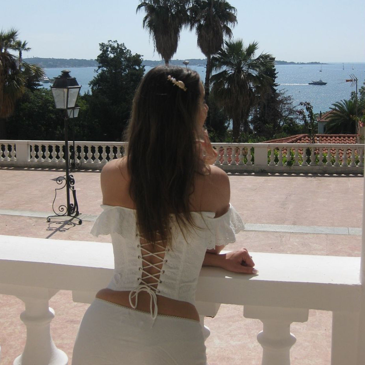 FANELLA™ – Vintage Eyelet Corset Square Neck Top