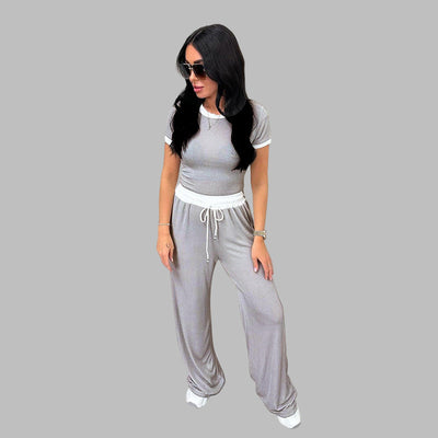 PLATU™ - Casual Short Sleeve and Wide Leg Pants Set