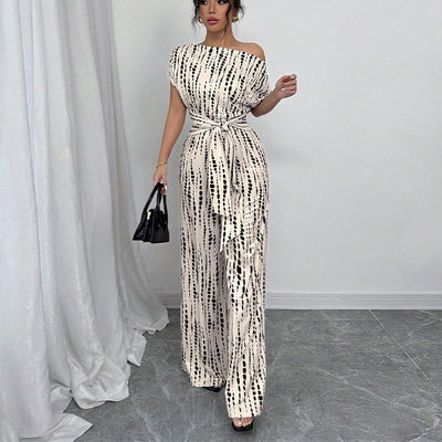 KENDI™ - Classy Wide-Leg Oblique Strap Jumpsuit