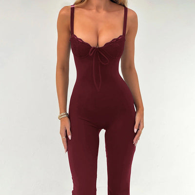 JENNIFER™ - Chic Heart Neck Line Sleeveless Jumpsuit