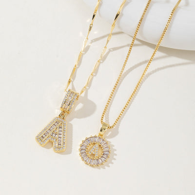 AISHA™ - Elegant 2-Pack Initial Letter Pendant Necklaces