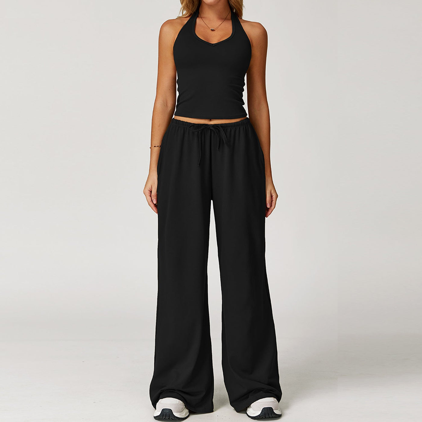 DINGDING™ - Casual Crop Tank Top and Wide Leg Pants Set