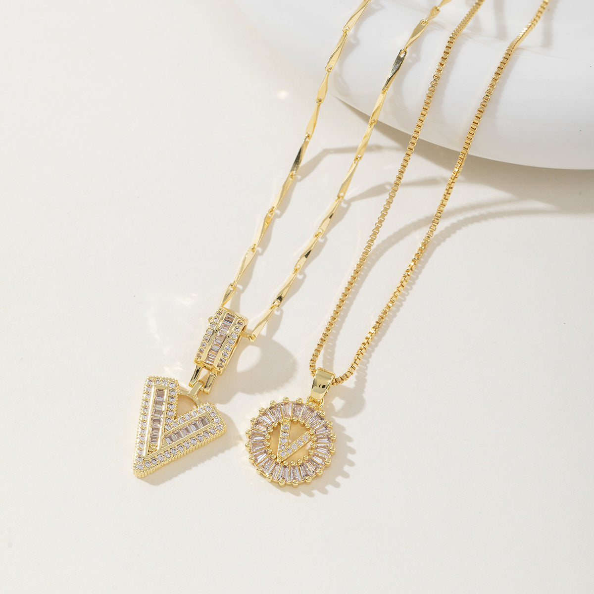 AISHA™ - Elegant 2-Pack Initial Letter Pendant Necklaces