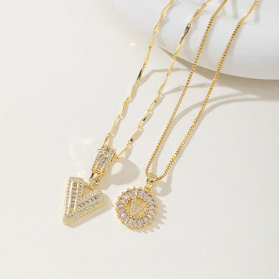 AISHA™ - Elegant 2-Pack Initial Letter Pendant Necklaces