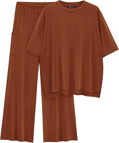 FILTA™ - Casual Basic Top and Elastic Waist Pants Set
