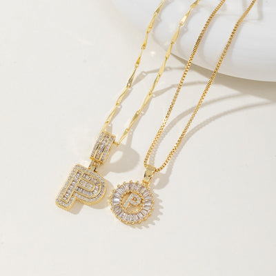 AISHA™ - Elegant 2-Pack Initial Letter Pendant Necklaces