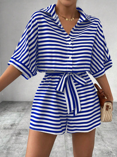 CANDIDA™ – Casual Striped Tie-Front Summer Romper
