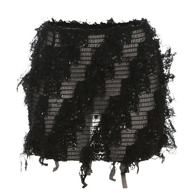 MARIA™ – Chic Fringe Detail High-Waist Mini Skirt