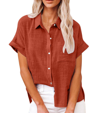 AUDRINE™ – Comfy Casual Button-Up Blouse