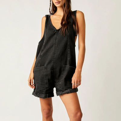 IVYLI™ -  Casual Fitted Sleeveless Denim Romper