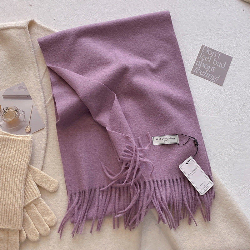 KHIONNE™ - Comfy Soft Plain Tassel Scarf Shawls