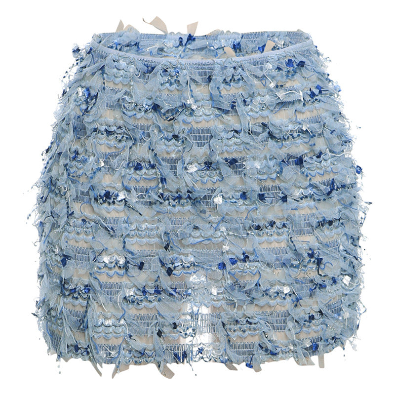 MARIA™ – Chic Fringe Detail High-Waist Mini Skirt